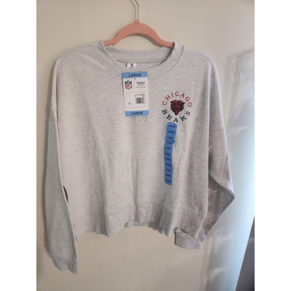 NFL Team Apparel Chicago Bears Women Sweatshirt Large Gray Henley Sleepwear NWT